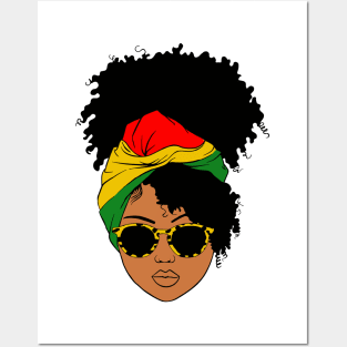 Afro Woman Headscarf Nubian Melanin Popping Black History Posters and Art